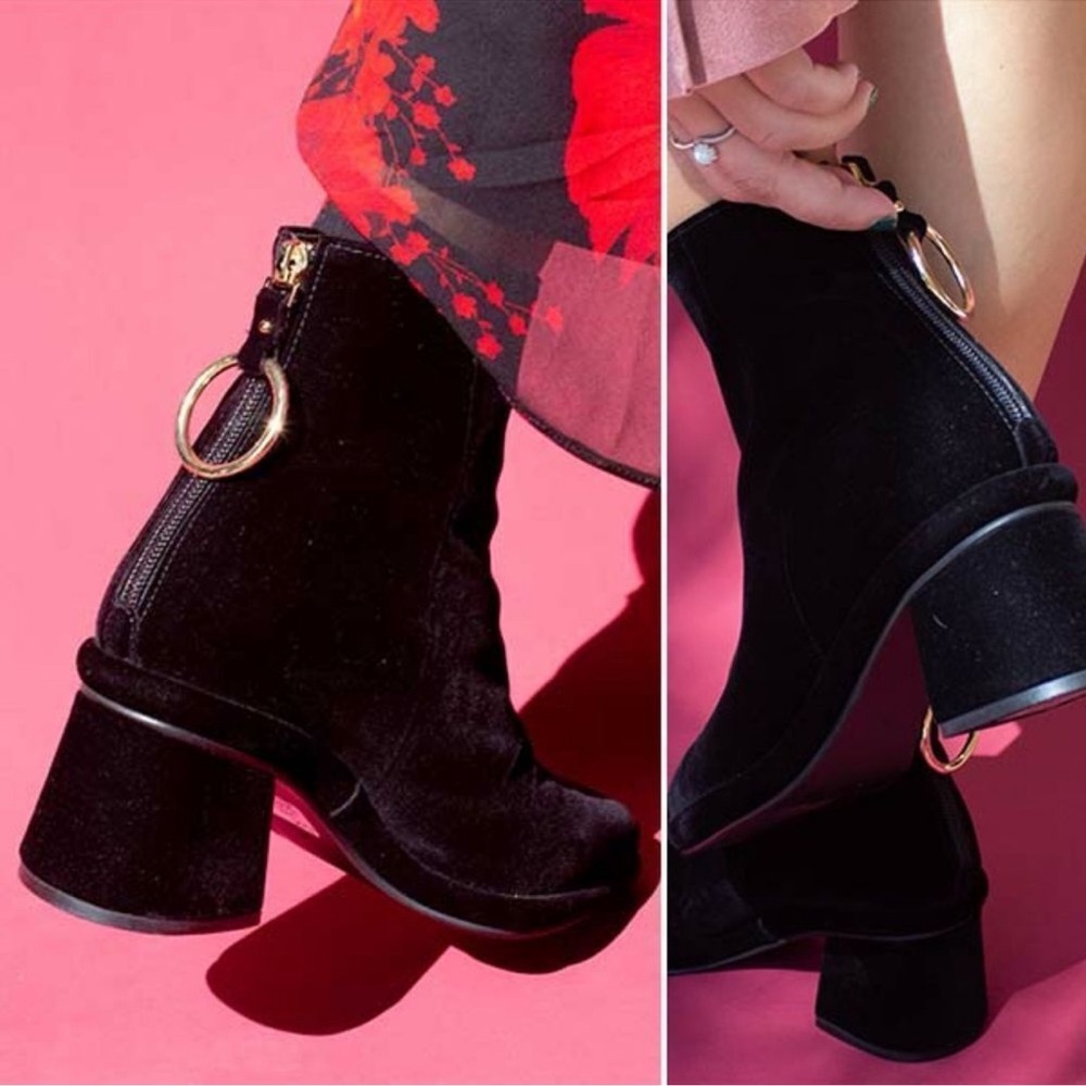 Reike Nen Black Velvet Ring Boots